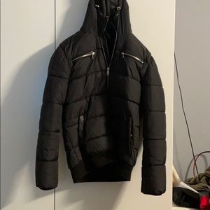 Black down filled puff winter jacket